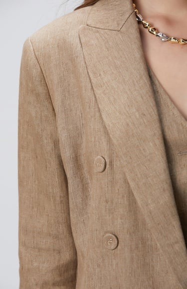  Network Kadın Vizon Melanj Keten Karışımlı Ceket