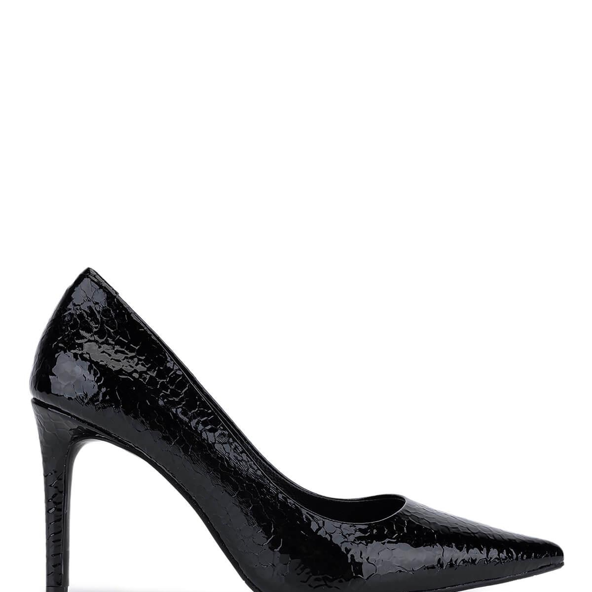 Tamer Tanca Kadın Suni Deri Siyah Kroko Topuklu Ayakkabı