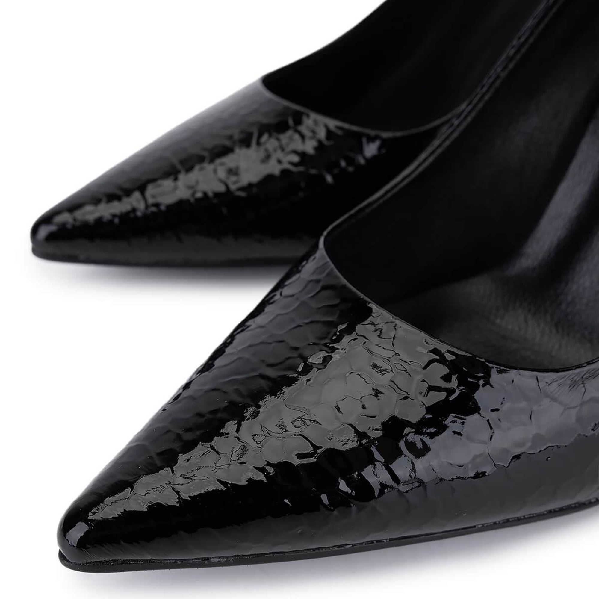 Tamer Tanca Kadın Suni Deri Siyah Kroko Topuklu Ayakkabı