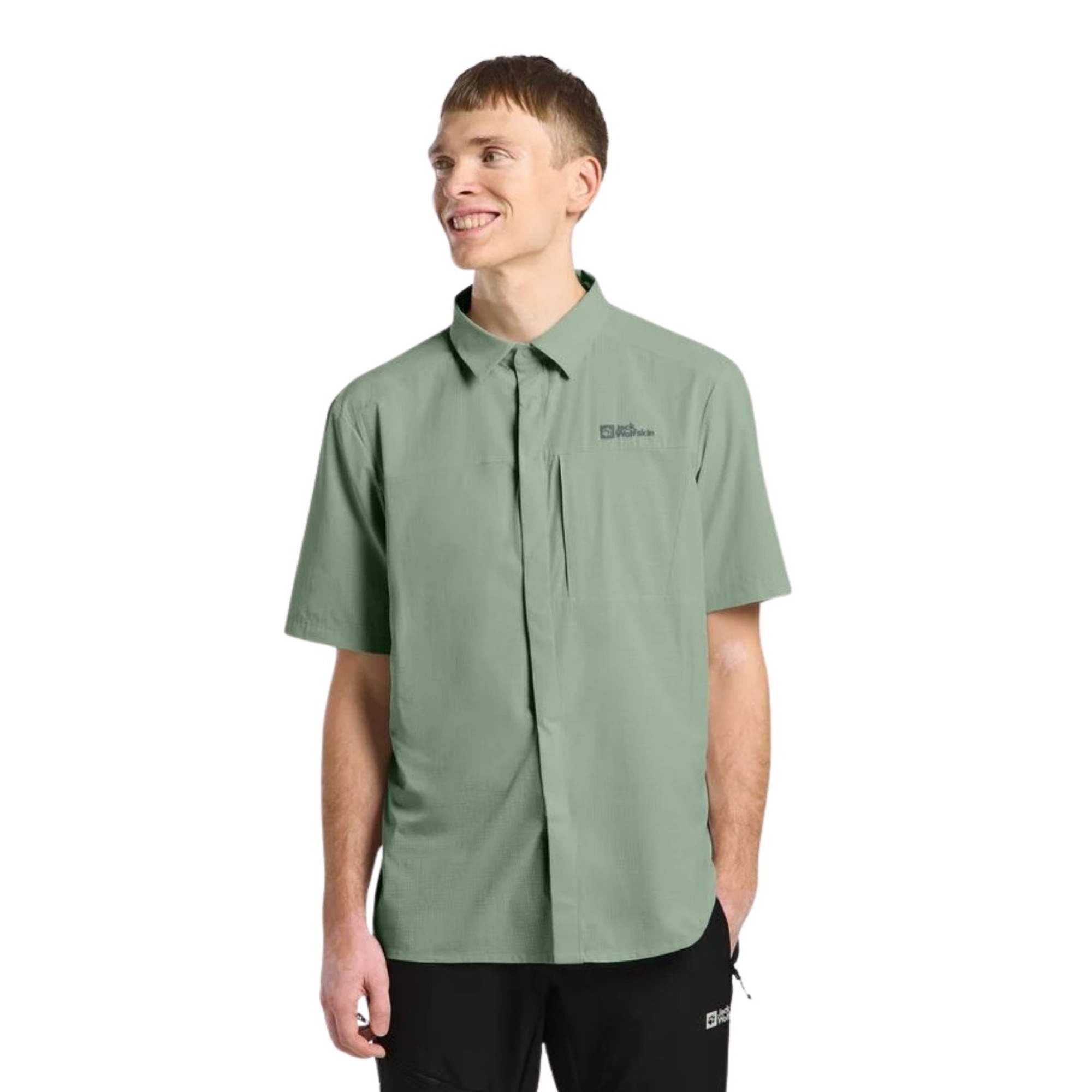 Jack Wolfskin Vandra S|s Shirt Erkek Yeşil Gömlek