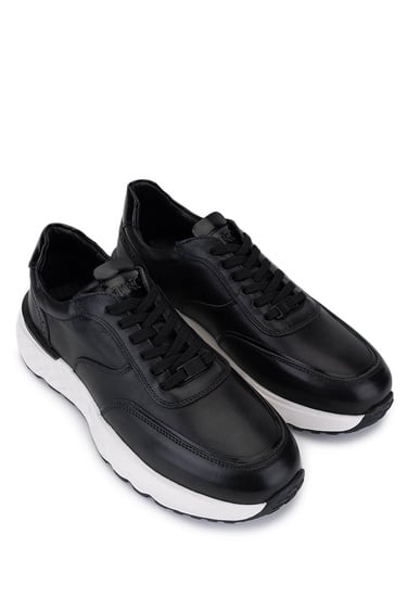  Tamer Tanca Erkek Hakiki Deri Siyah Sneakers & Spor Ayakkabı