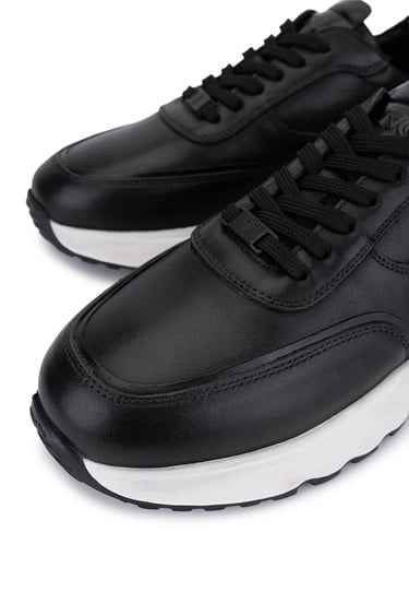  Tamer Tanca Erkek Hakiki Deri Siyah Sneakers & Spor Ayakkabı