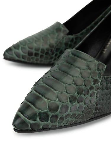  Tamer Tanca Kadın Hakiki Deri Yeşil Klasik Ayakkabı