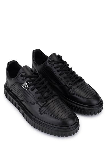  Tamer Tanca Erkek Siyah Deri Sneakers & Spor Ayakkabı