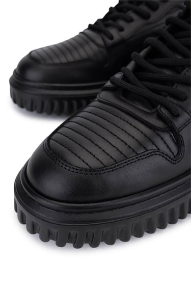  Tamer Tanca Erkek Siyah Deri Sneakers & Spor Ayakkabı