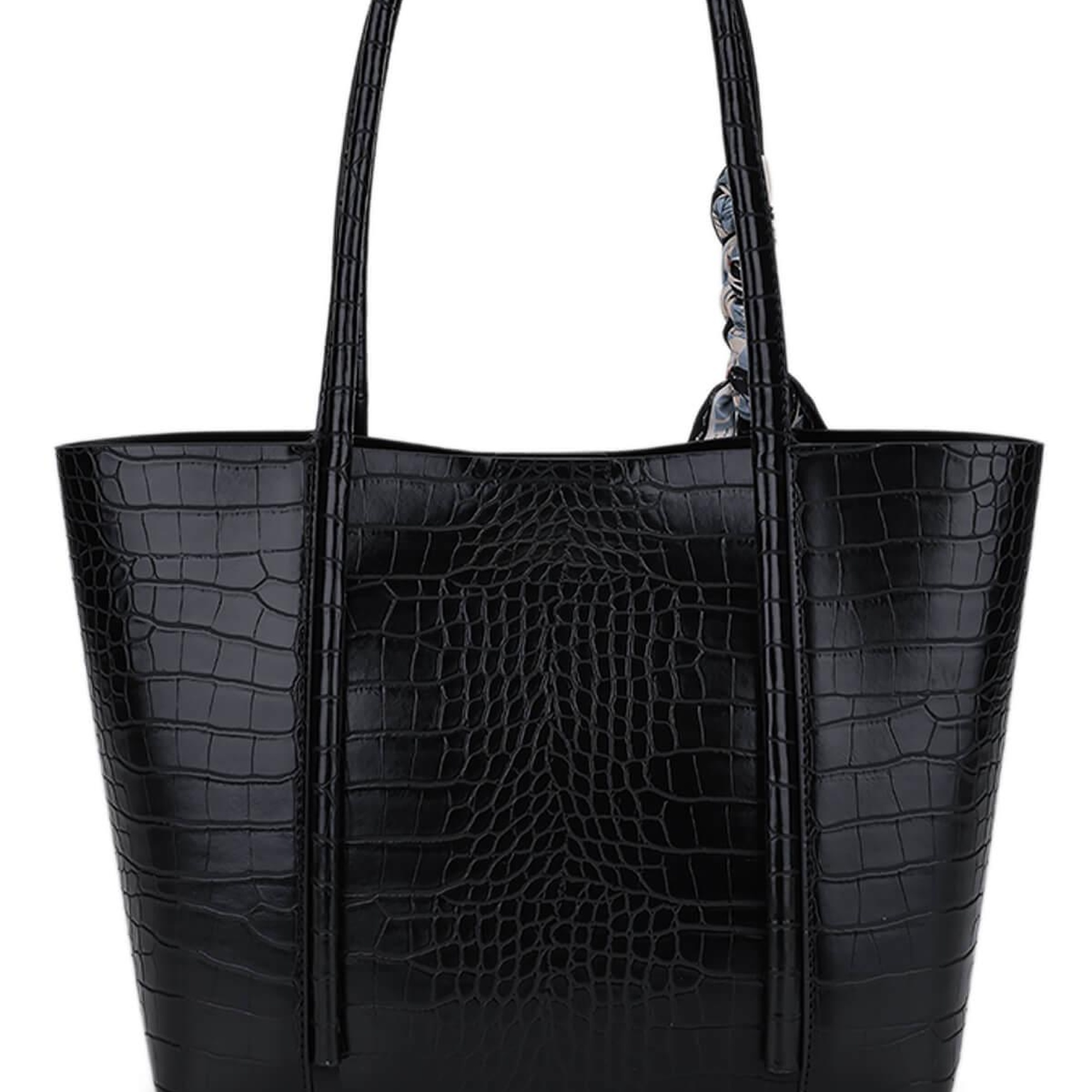 Tamer Tanca Kadın Suni Deri Siyah Kroko Omuz Çanta