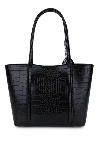  Tamer Tanca Kadın Suni Deri Siyah Kroko Omuz Çanta