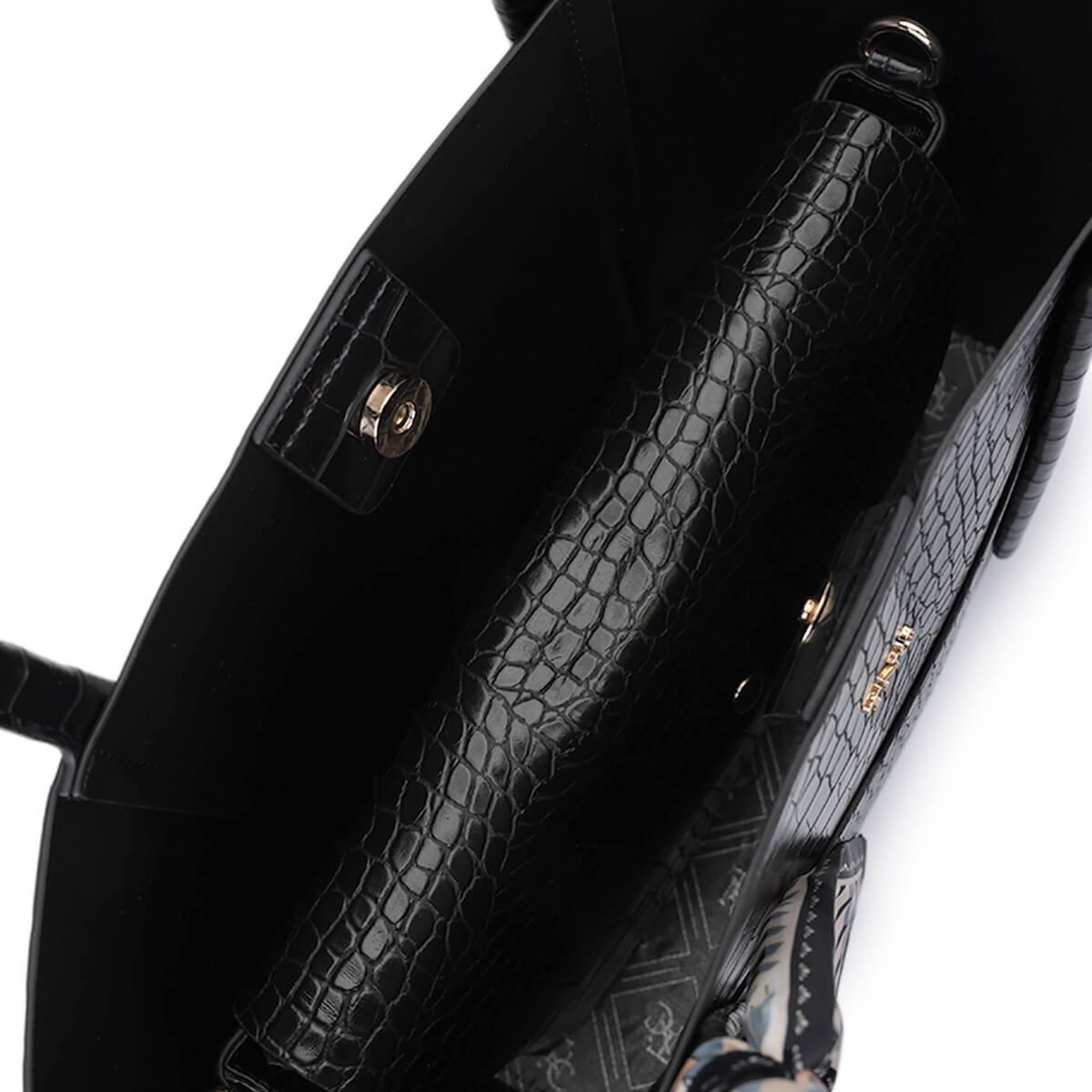 Tamer Tanca Kadın Suni Deri Siyah Kroko Omuz Çanta