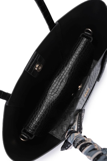  Tamer Tanca Kadın Suni Deri Siyah Kroko Omuz Çanta