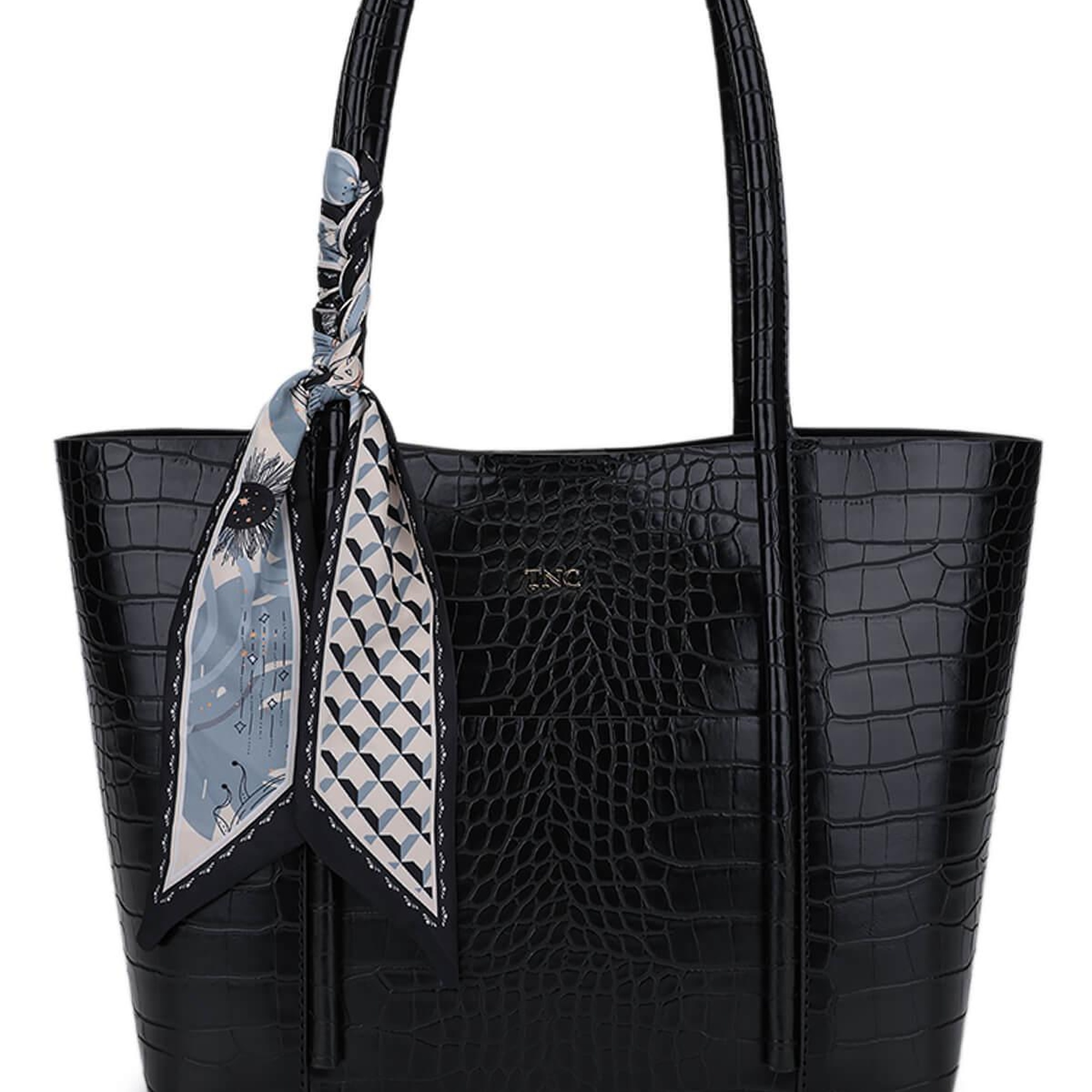 Tamer Tanca Kadın Suni Deri Siyah Kroko Omuz Çanta