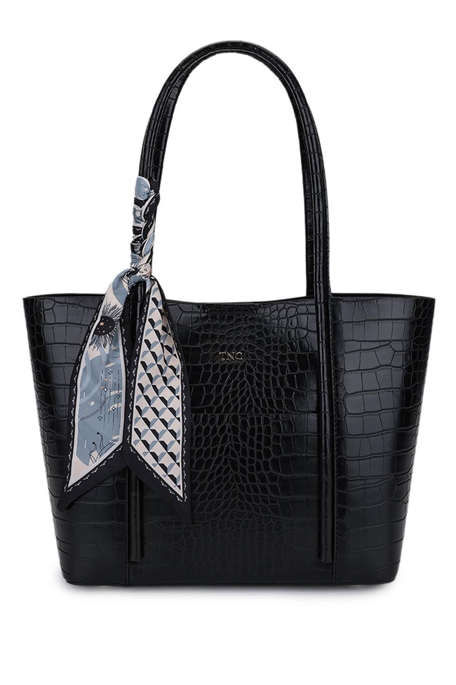  Tamer Tanca Kadın Suni Deri Siyah Kroko Omuz Çanta