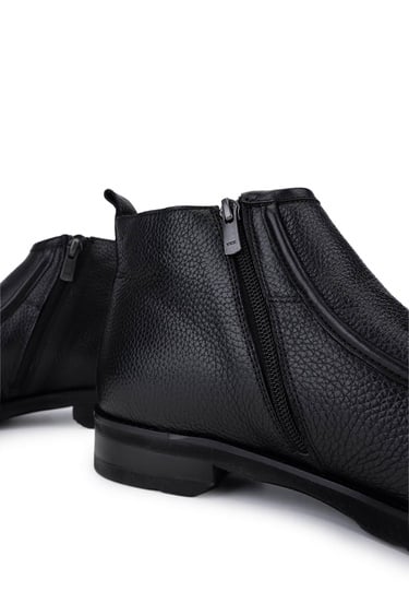  Tamer Tanca Erkek Hakiki Deri Siyah Floter Klasik Bot