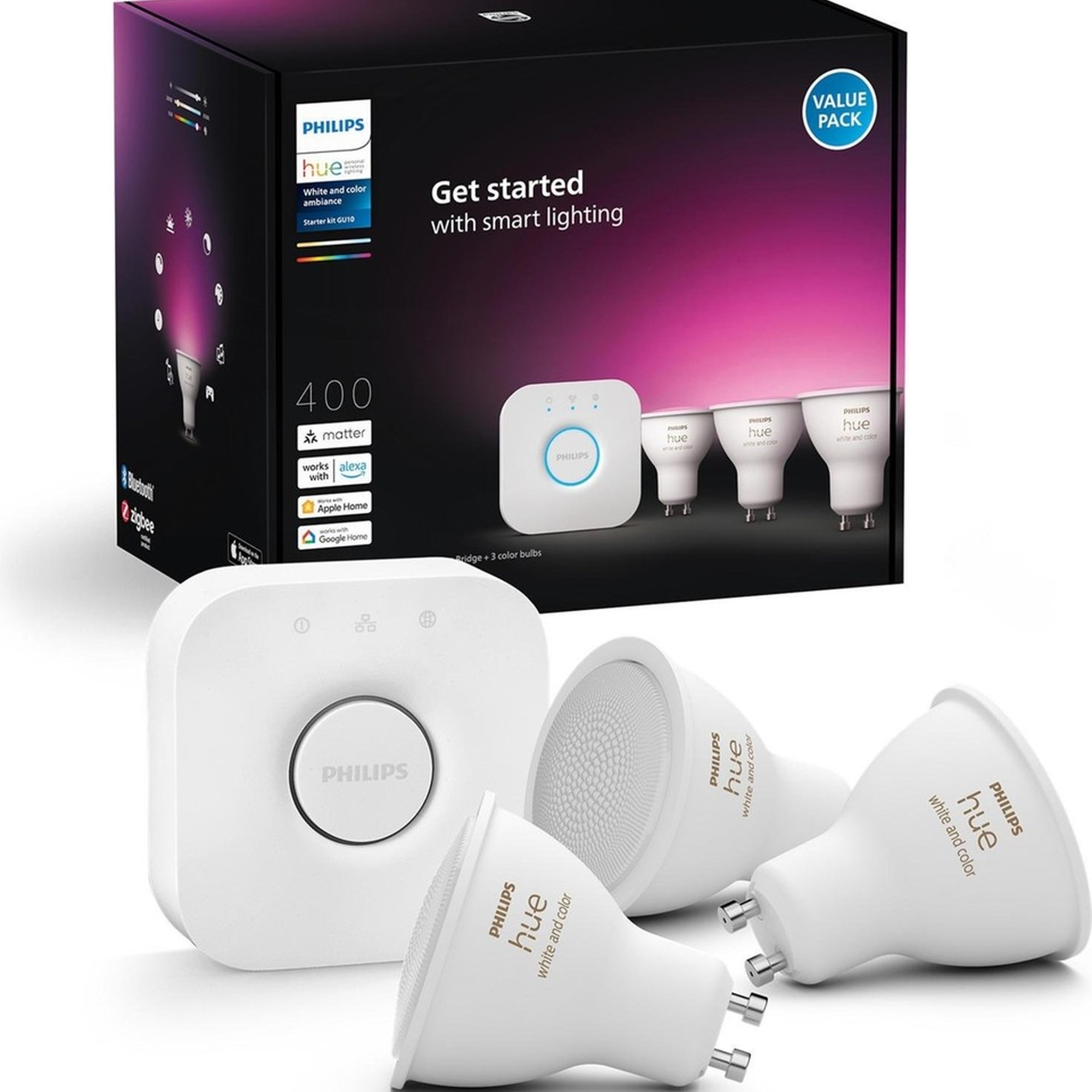 Philips Huewca 4.2W GU10 Renkli Spot Akıllı Ampul 3'lü Başlangıç Seti