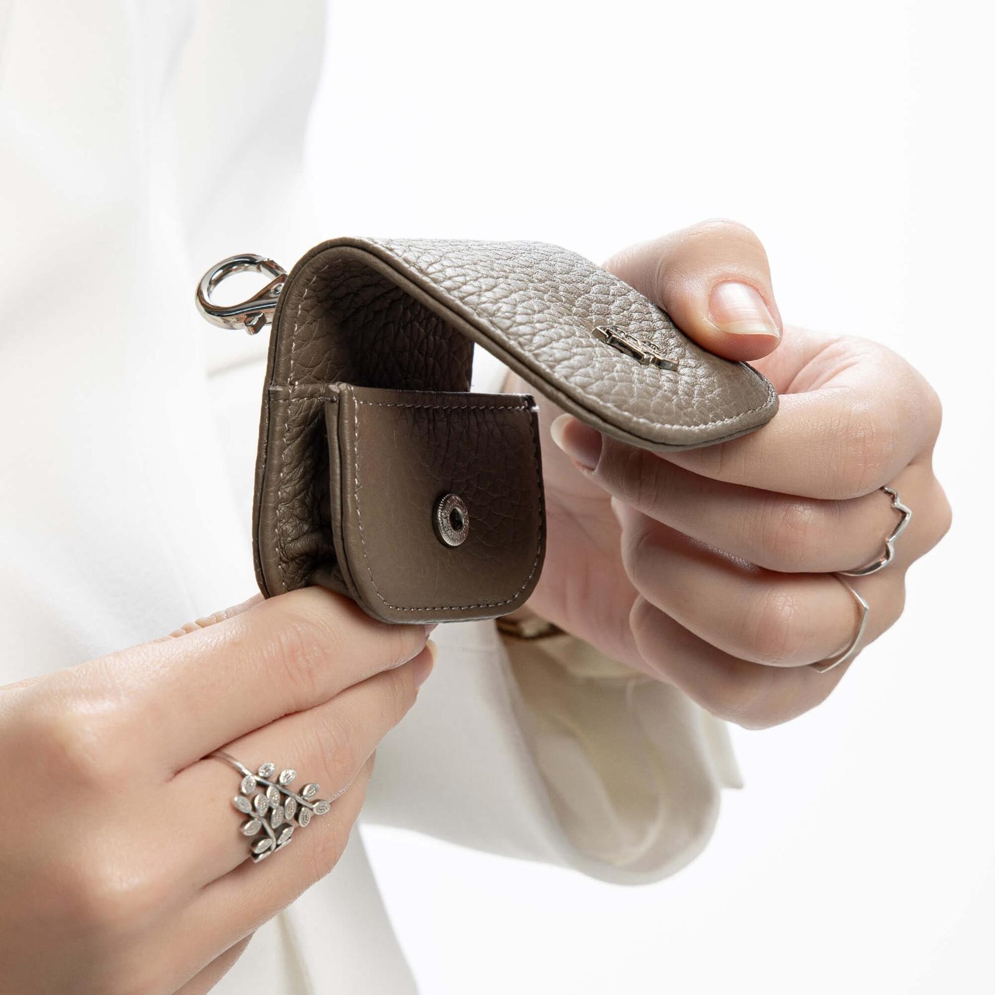 Tamer Tanca Unisex Hakiki Deri Bej Airpodsluk Cuzdan