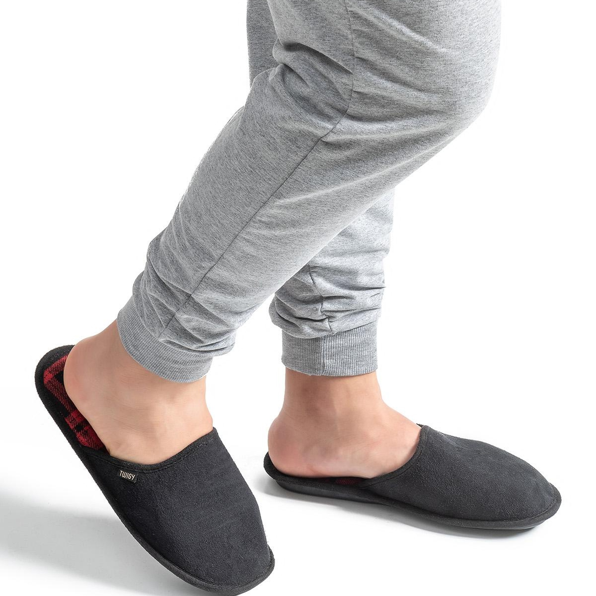 Ekose Erkek Ev Terliği Siyah Kırmızı-2 41/46