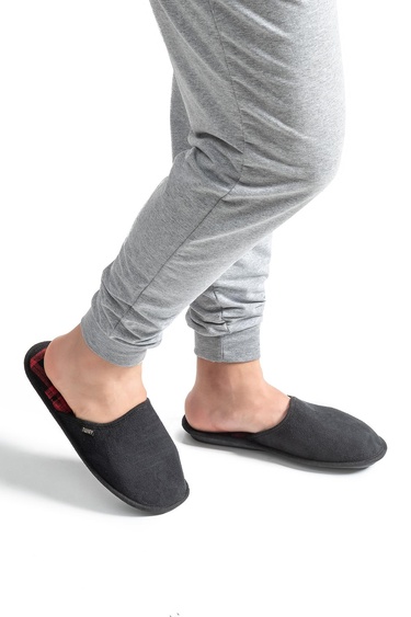  Ekose Erkek Ev Terliği Siyah Kırmızı-2 41/46