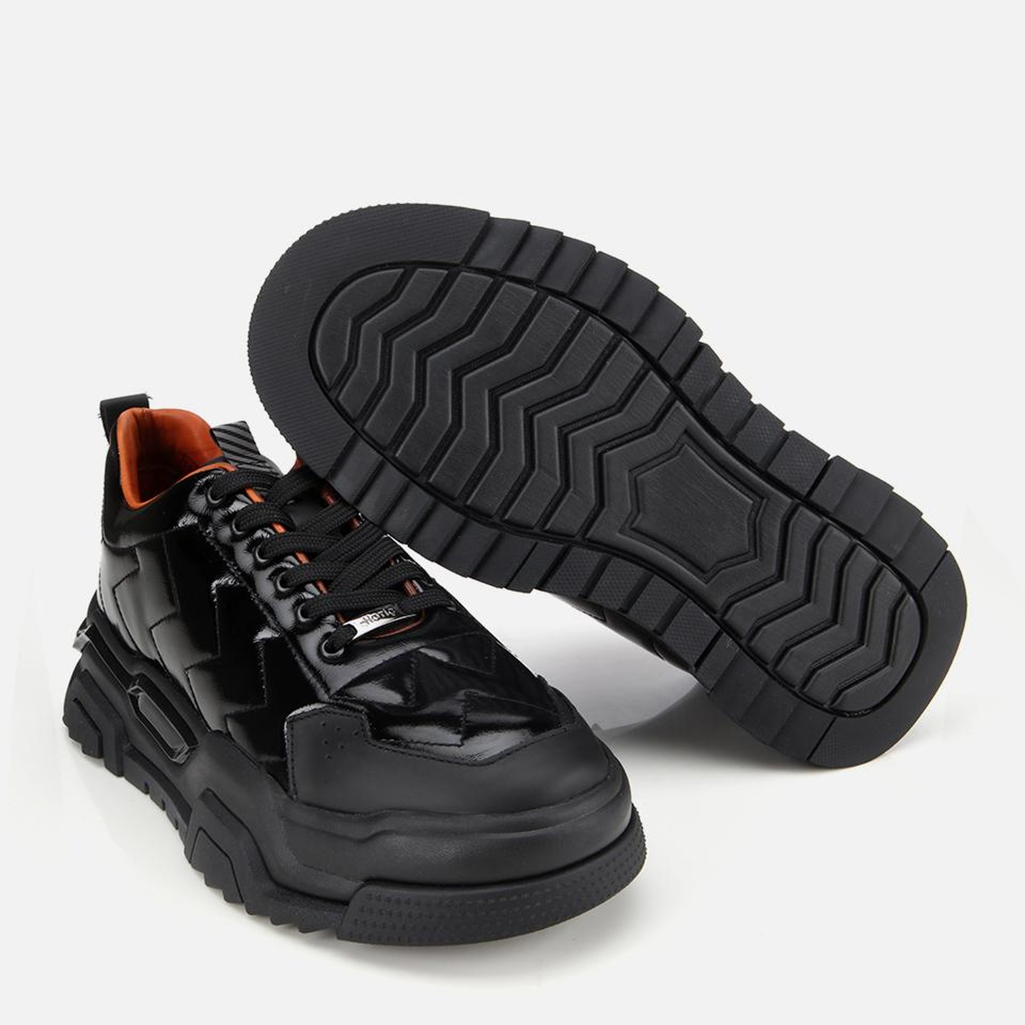 Erkek Deri Rugan Siyah Yüksek Topuklu Spor Ayakkabı