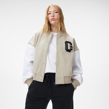  Converse Kadın Dik Yaka Bej Bomber Ceket