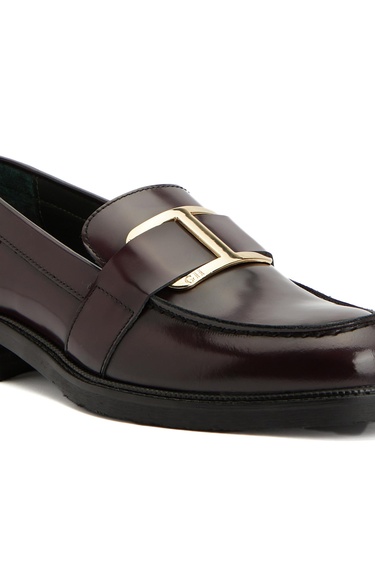  George Hogg Kadın Vişne Tokalı Deri Loafer