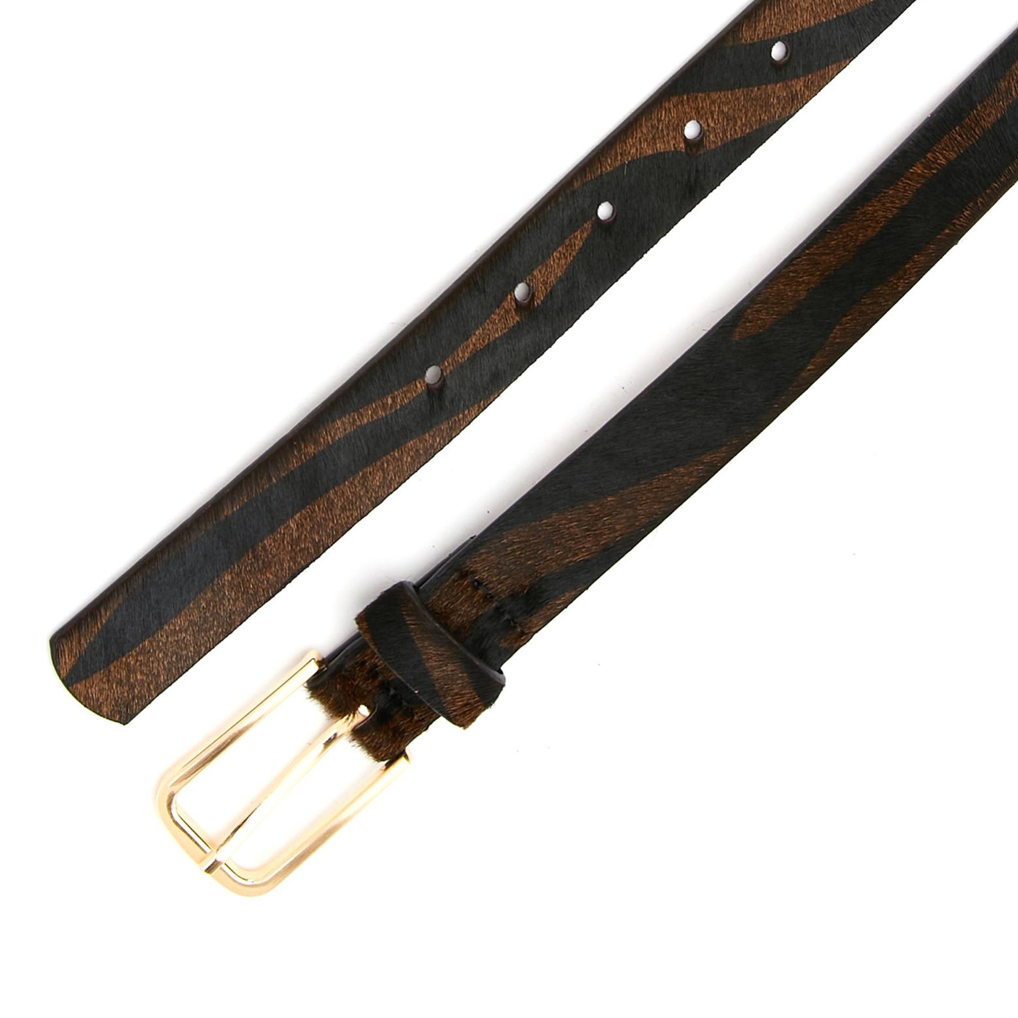 George Hogg Kadın Zebra Desenli Deri Kemer