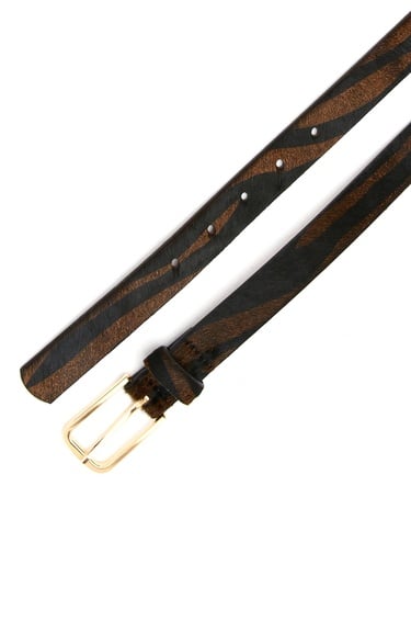  George Hogg Kadın Zebra Desenli Deri Kemer