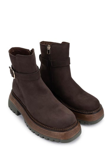  Tamer Tanca Kadın Hakiki Deri Kahverengi Nubuk Casual Bot