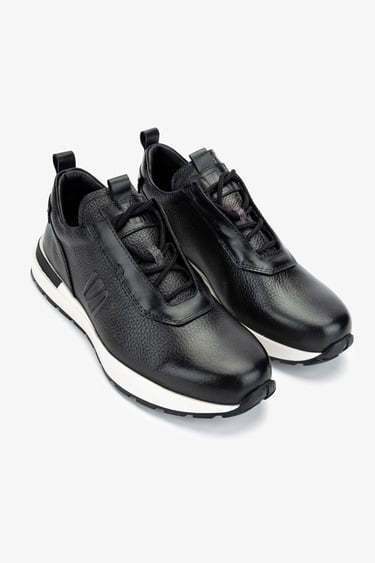  Valmenti Erkek Hakiki Deri Siyah Sneakers & Spor Ayakkabı