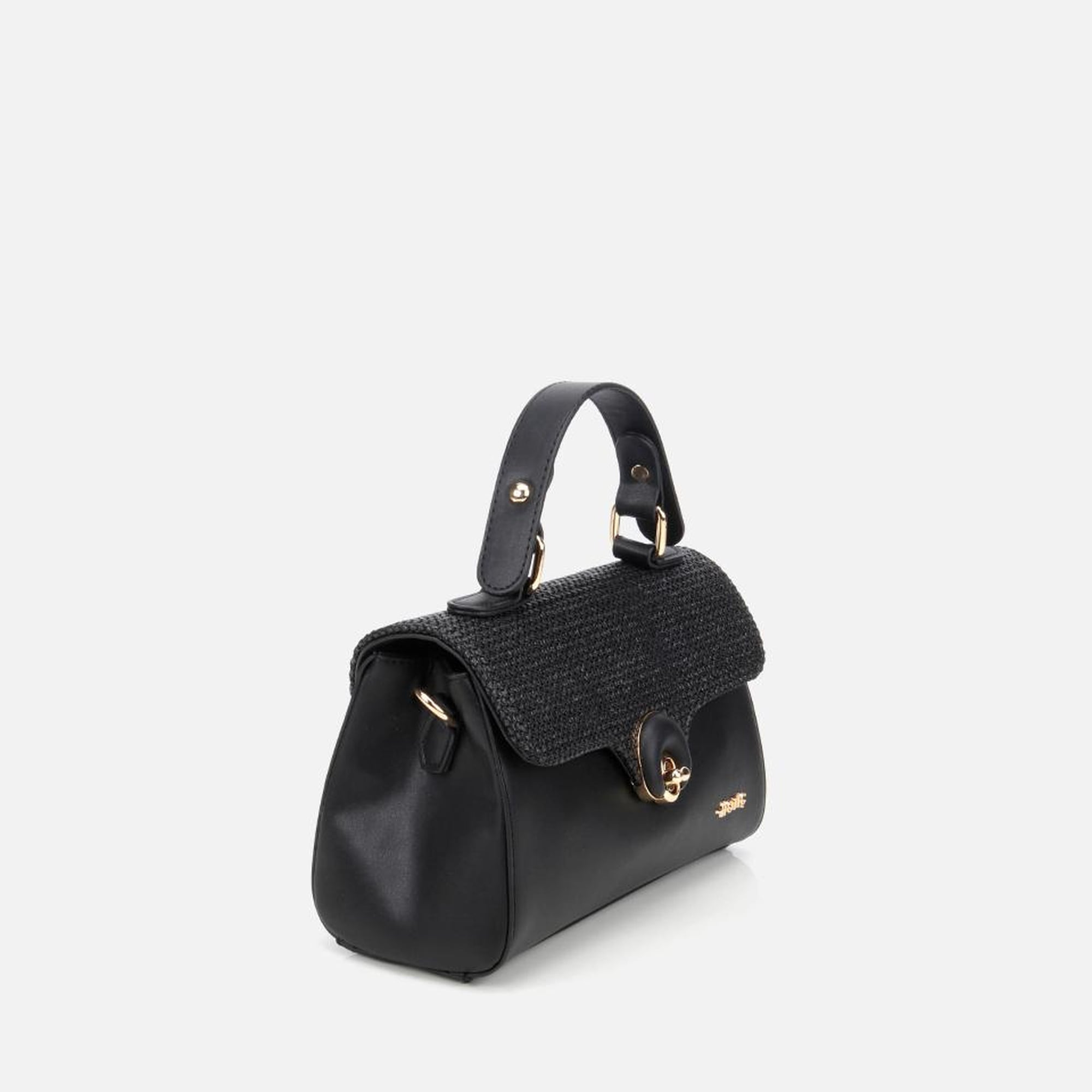 Kadın Siyah Hasır Detaylı Omuz Çantası