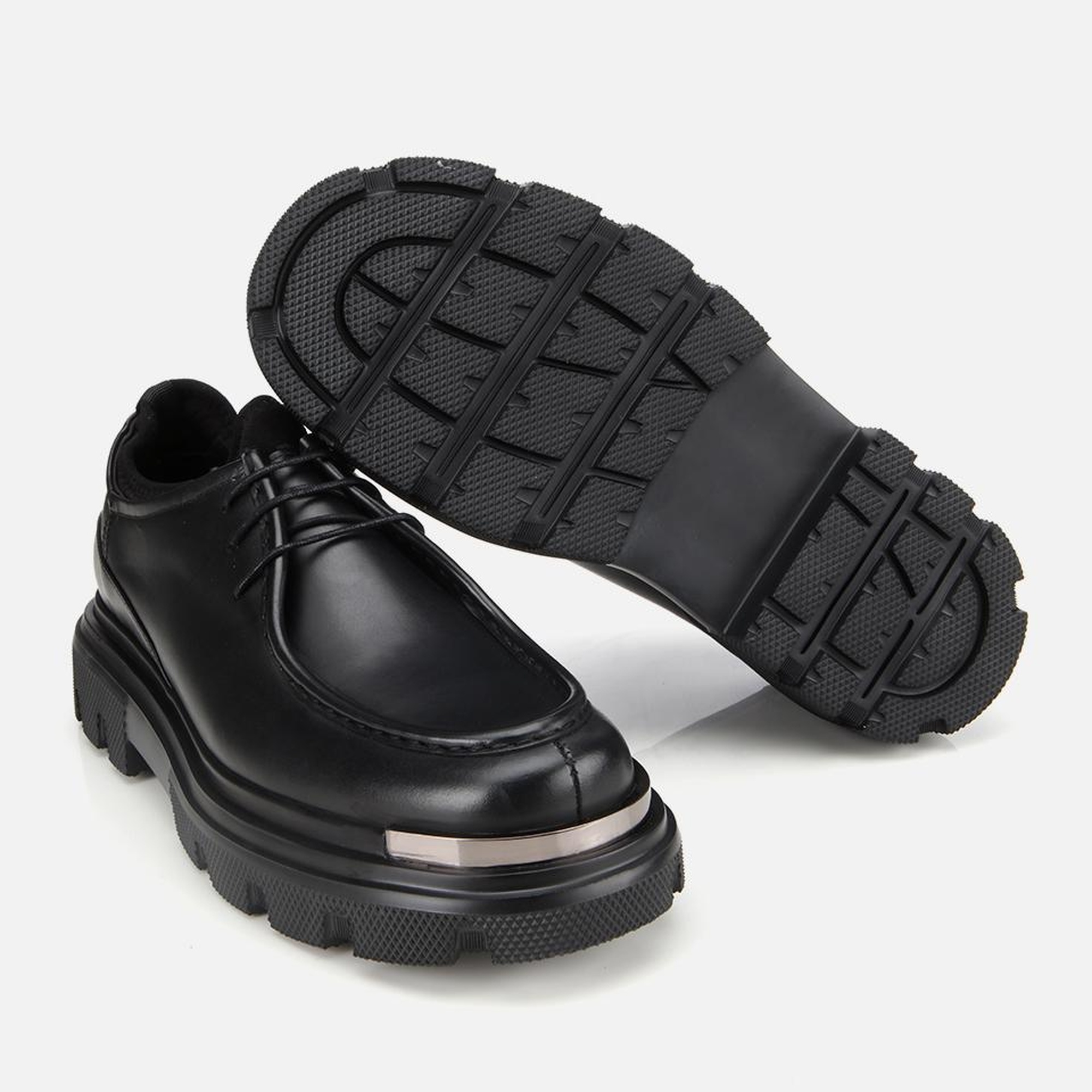 Erkek Deri Siyah Yüksek Topuklu Günlük Ayakkabı