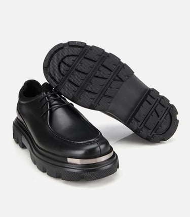  Erkek Deri Siyah Yüksek Topuklu Günlük Ayakkabı