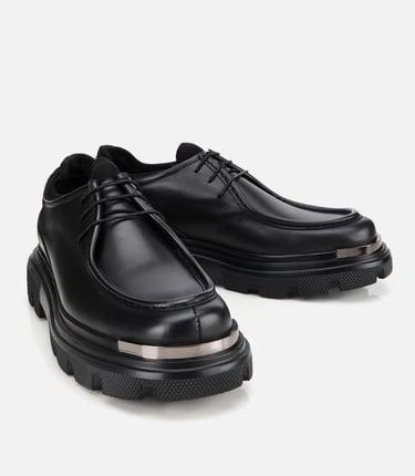  Erkek Deri Siyah Yüksek Topuklu Günlük Ayakkabı