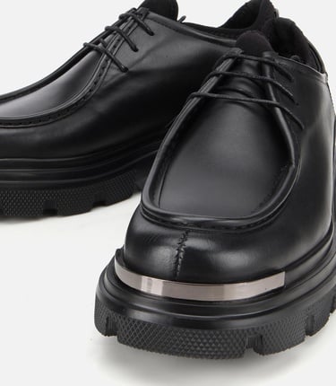  Erkek Deri Siyah Yüksek Topuklu Günlük Ayakkabı