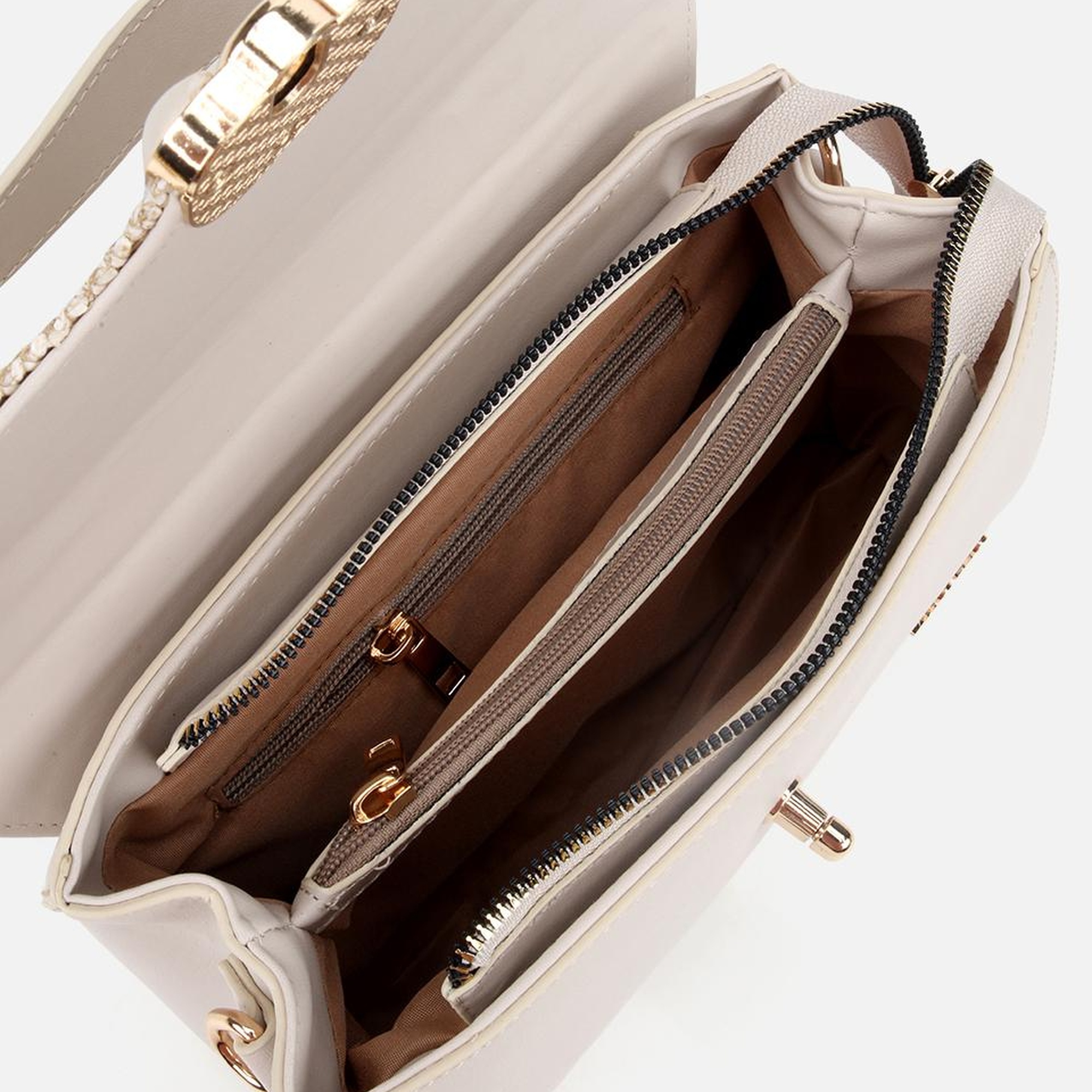 Kadın Bej Hasır Detaylı Omuz Çantası