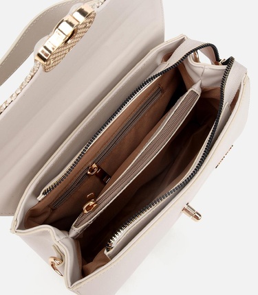  Kadın Bej Hasır Detaylı Omuz Çantası