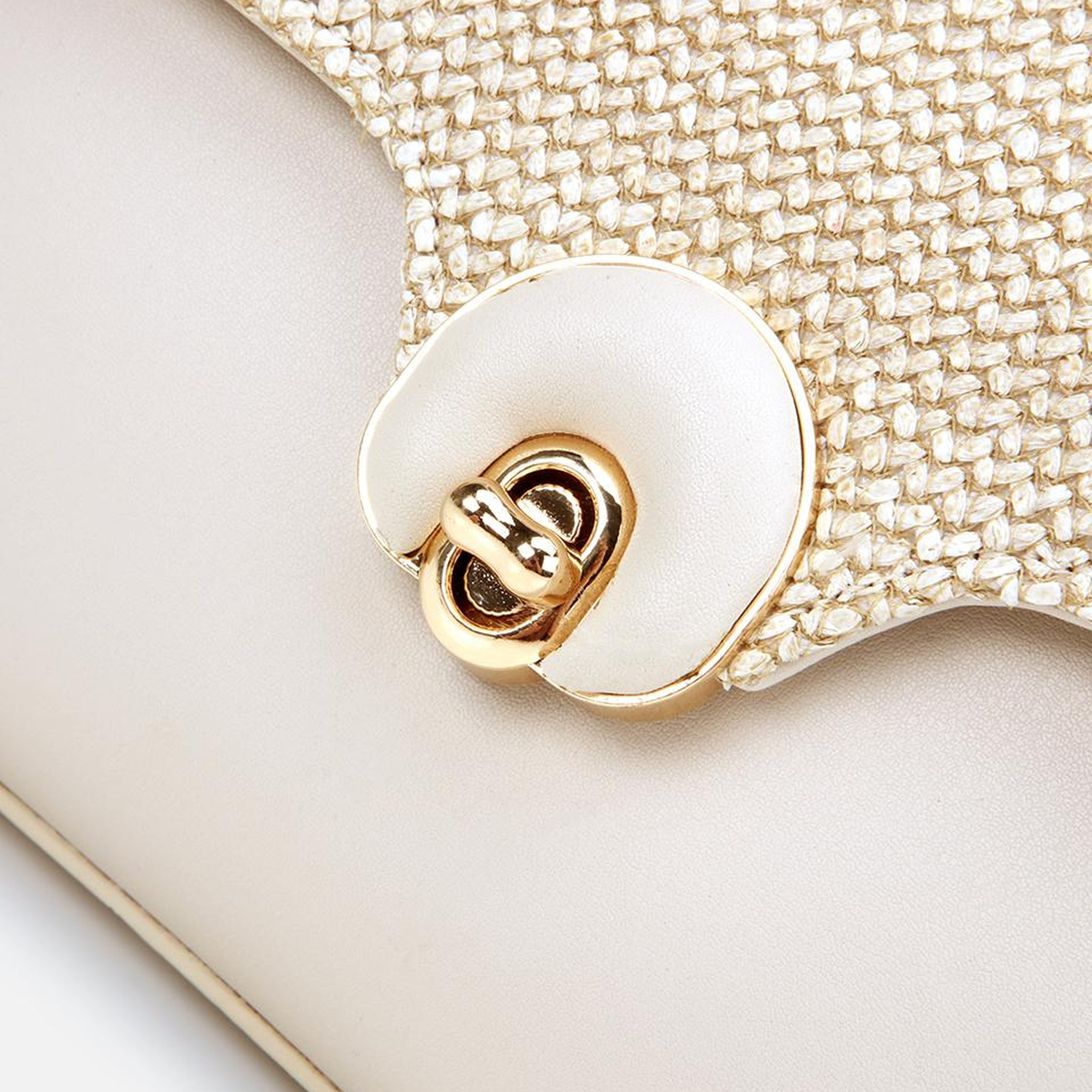 Kadın Bej Hasır Detaylı Omuz Çantası