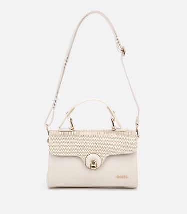  Kadın Bej Hasır Detaylı Omuz Çantası