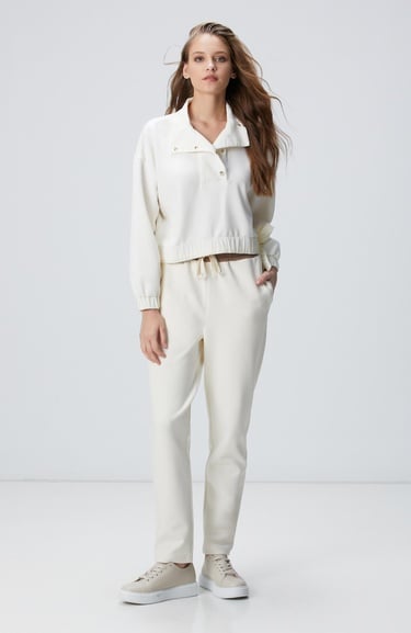  Network Kadın Kırık Beyaz Çıtçıt Detaylı Sweatshirt