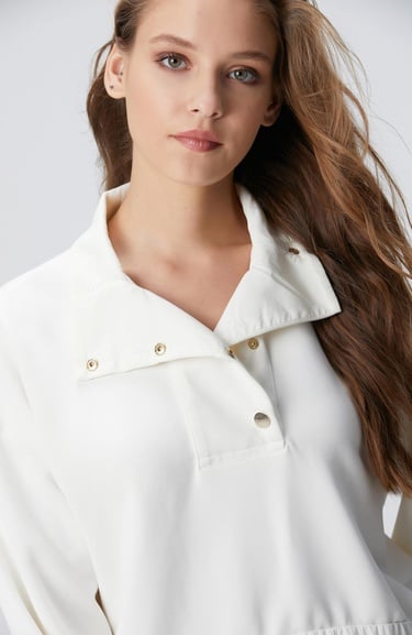  Network Kadın Kırık Beyaz Çıtçıt Detaylı Sweatshirt