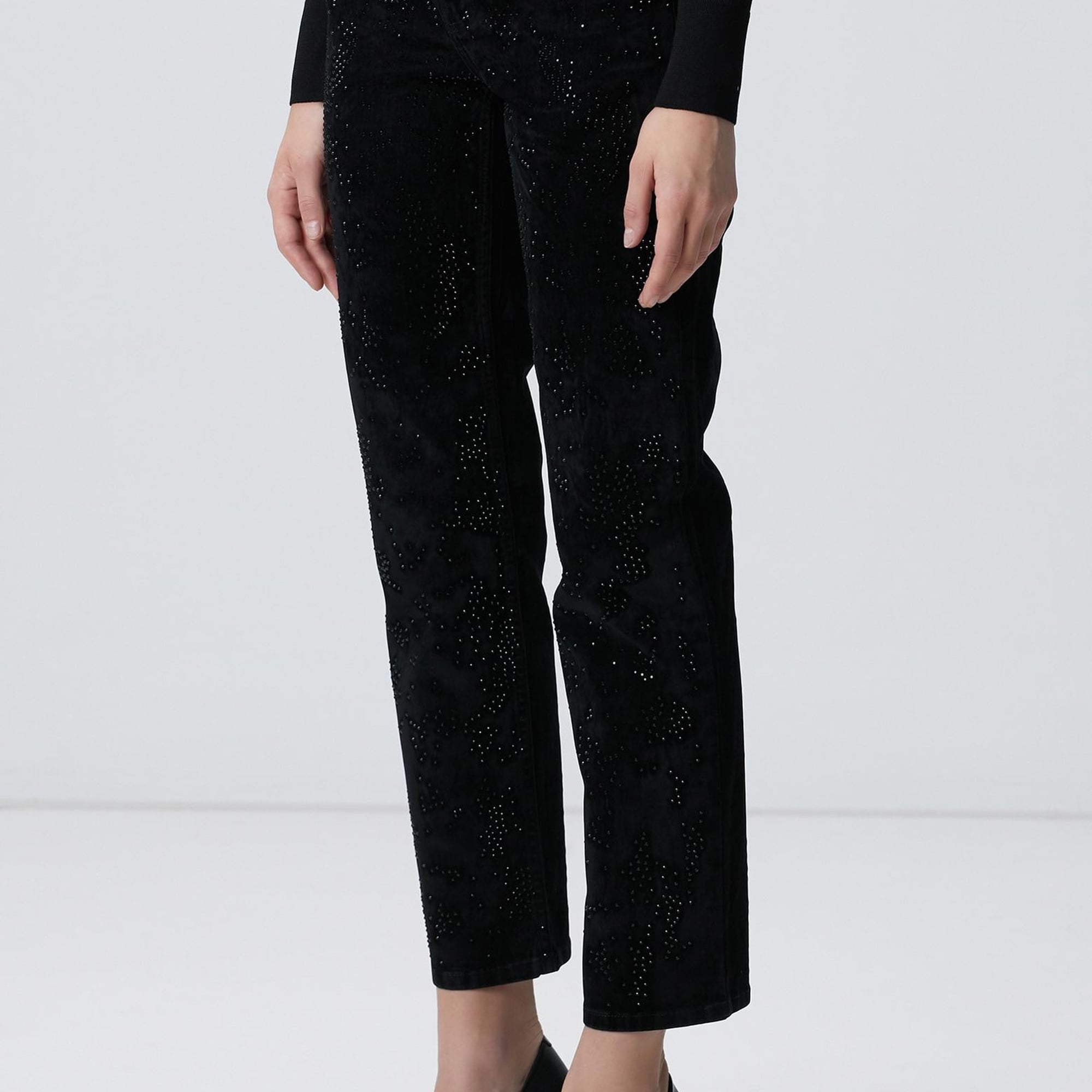 Network Kadın Siyah Kadife Denim Pantolon