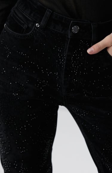  Network Kadın Siyah Kadife Denim Pantolon