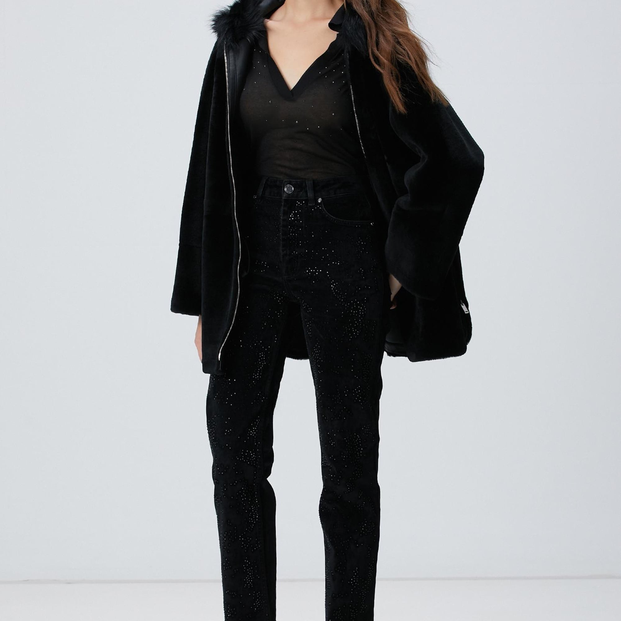 Network Kadın Siyah Kadife Denim Pantolon