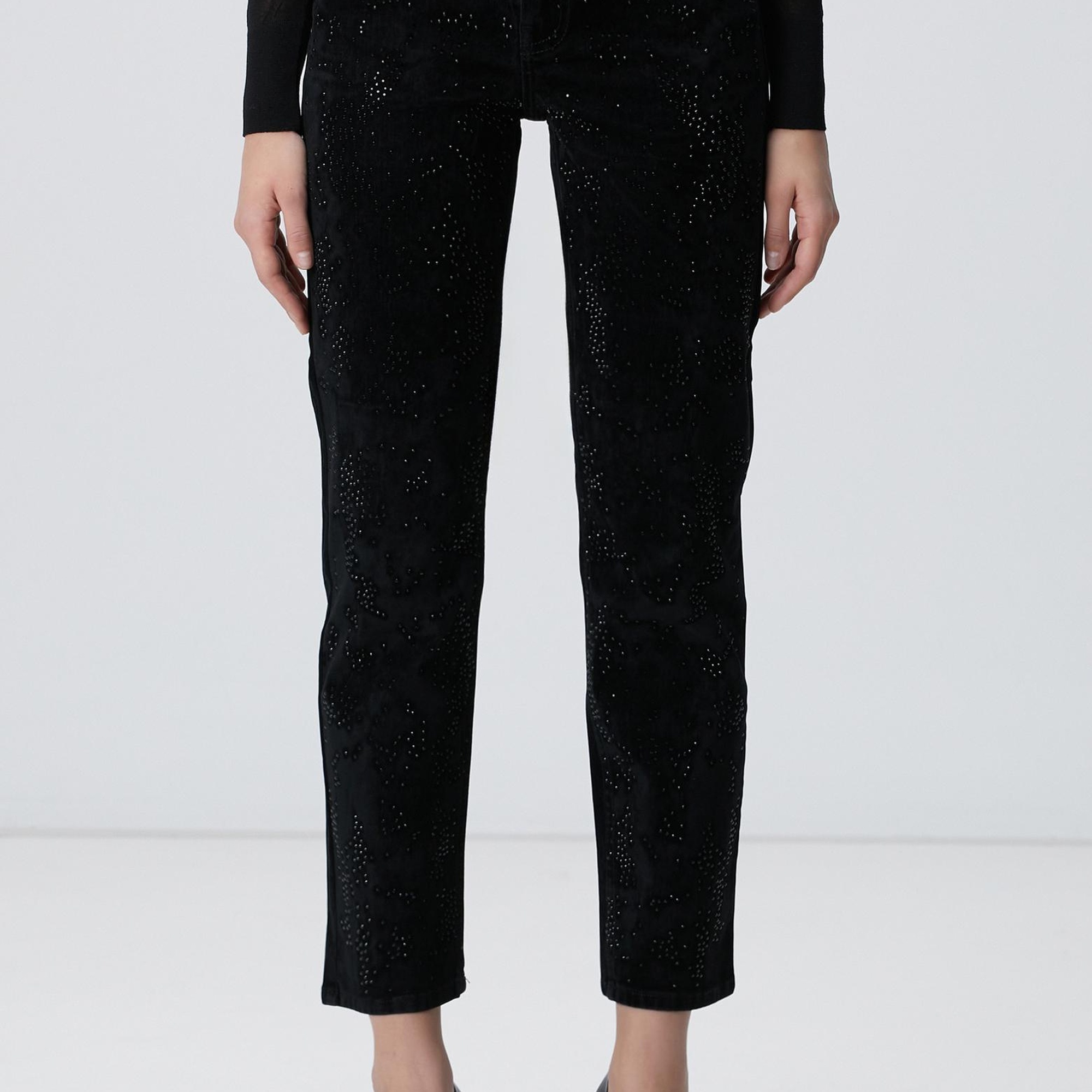 Network Kadın Siyah Kadife Denim Pantolon