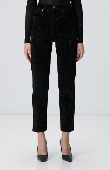  Network Kadın Siyah Kadife Denim Pantolon