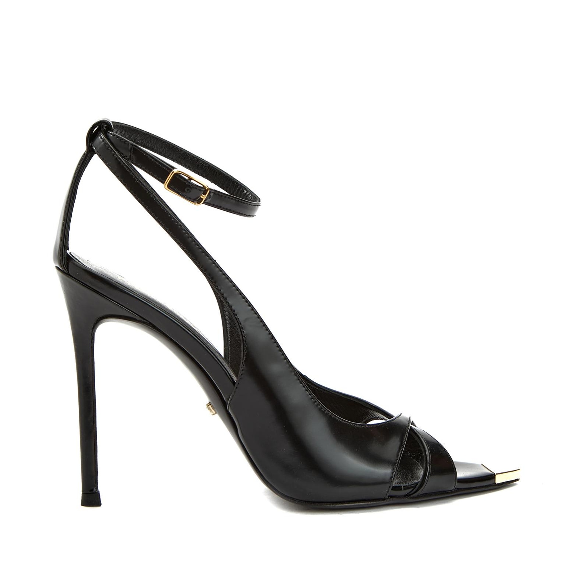 Network Kadın Siyah Aksesuar Detaylı Deri Sandalet