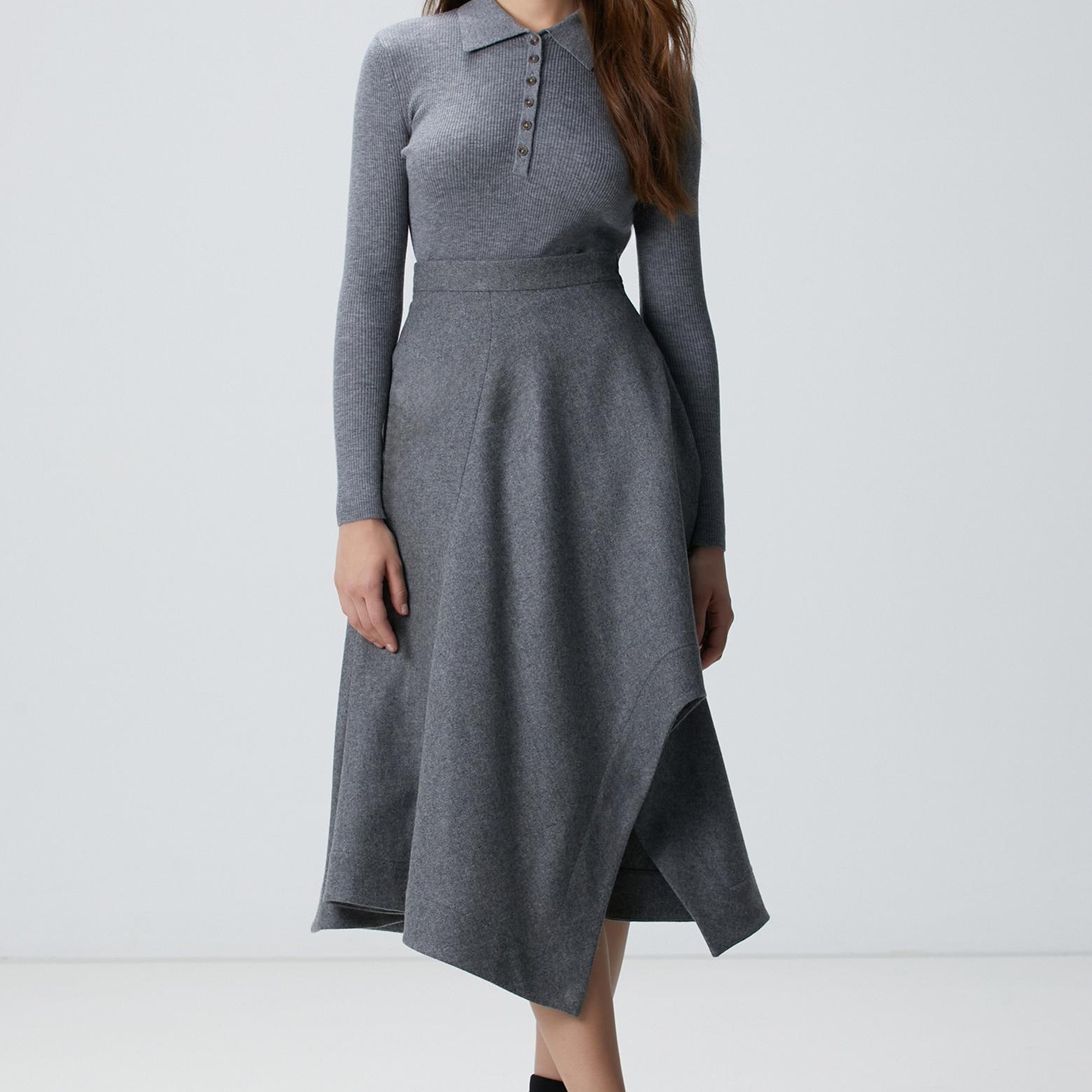 Network Kadın Gri Melanj Kazak