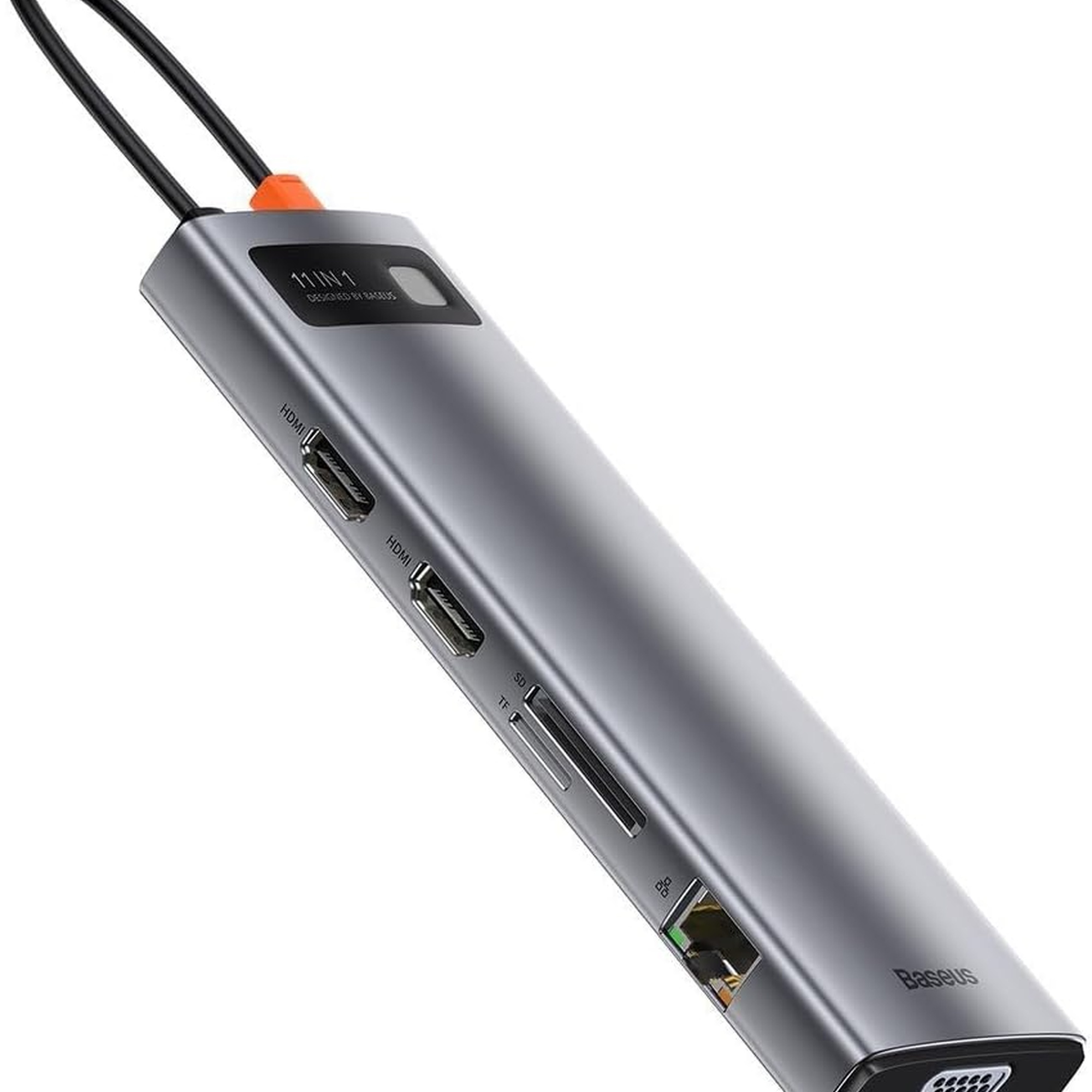 Baseus Metal Gleam 11 in 1 Multifonksiyonal Type-C Hub Dock Station - Gri CAHUB-CT0G