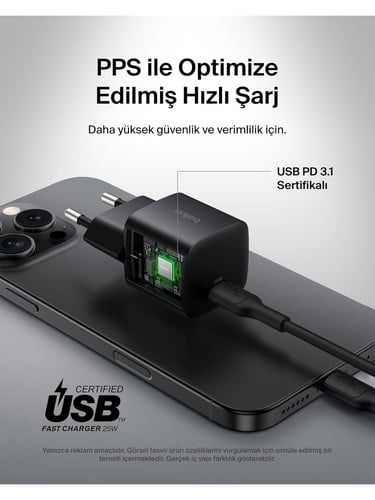  Belkin WCA012 25W USBC Şarj Cihazı - Siyah WCA012KQBK