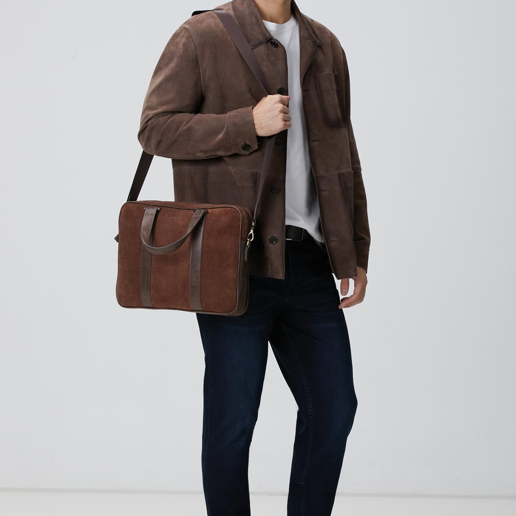 George Hogg Erkek Acı Kahve Süet Laptop Çantası