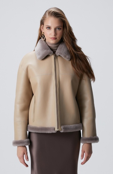  Network Kadın Gri Çift Taraflı Deri Kaban