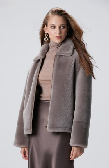  Network Kadın Gri Çift Taraflı Deri Kaban